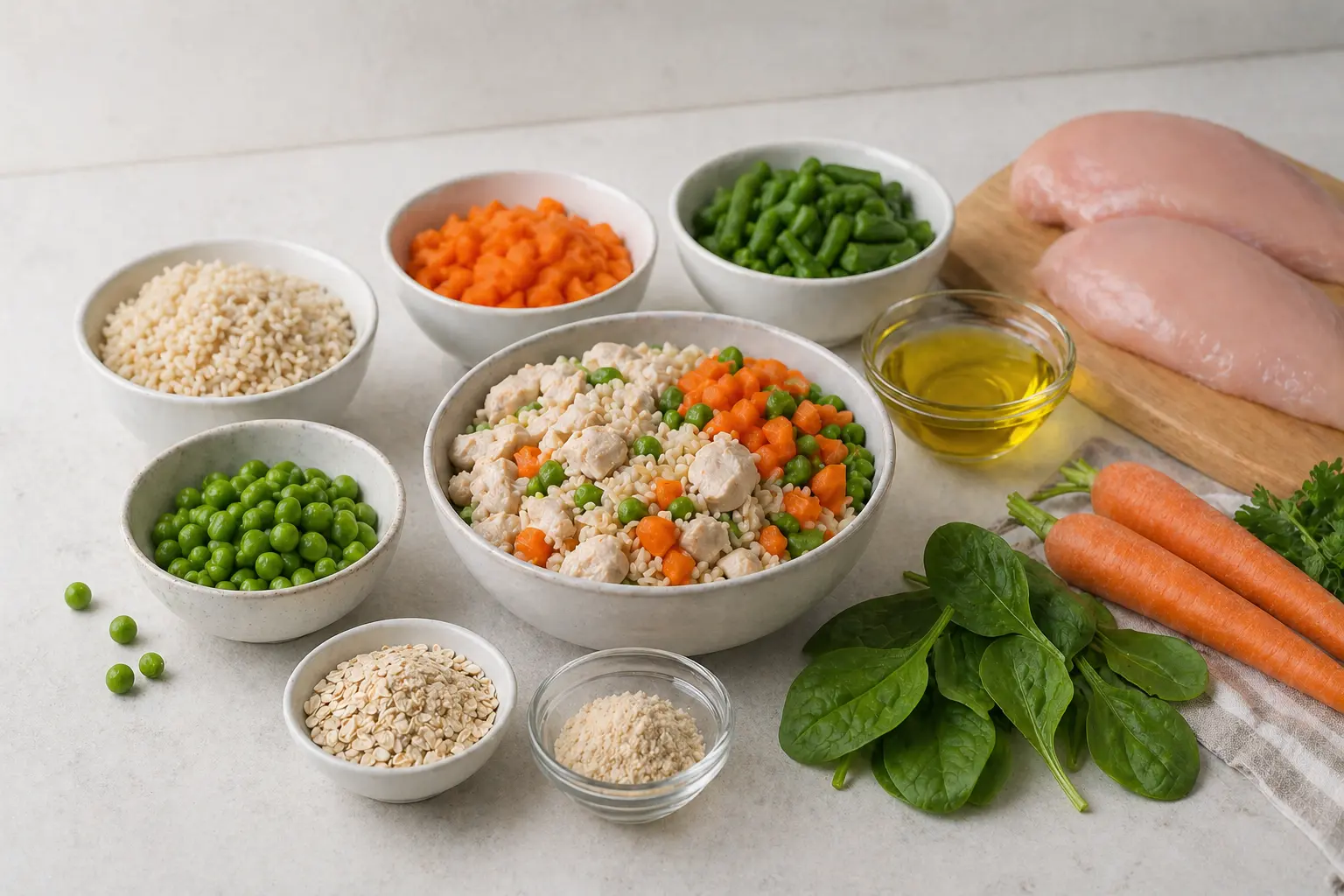 vet approved homemade dog food recipes with chicken rice carrots peas and fresh ingredients